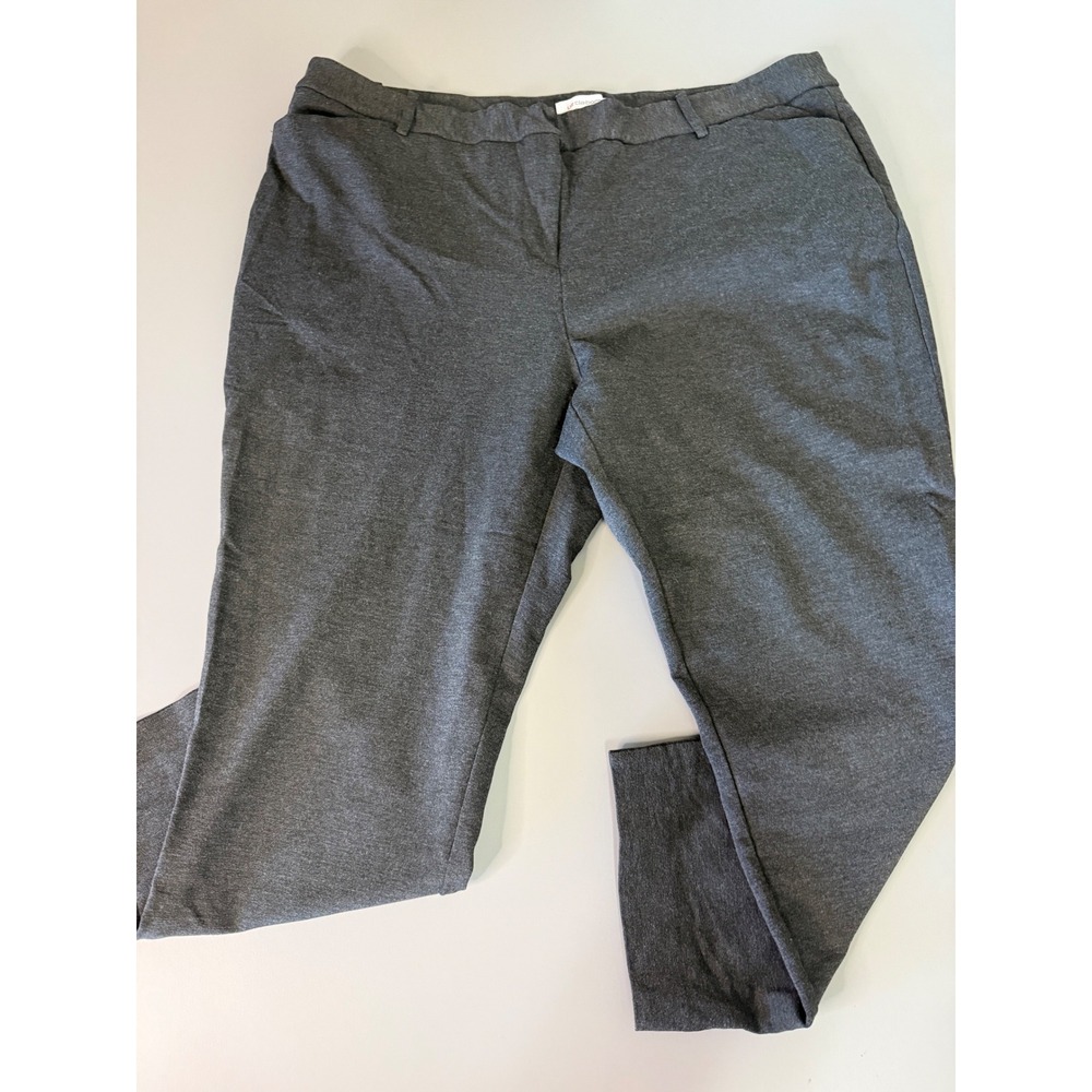 Liz Claiborne Emma Ankle Pants 18W Charcoal Gray Heather Stretch Trousers